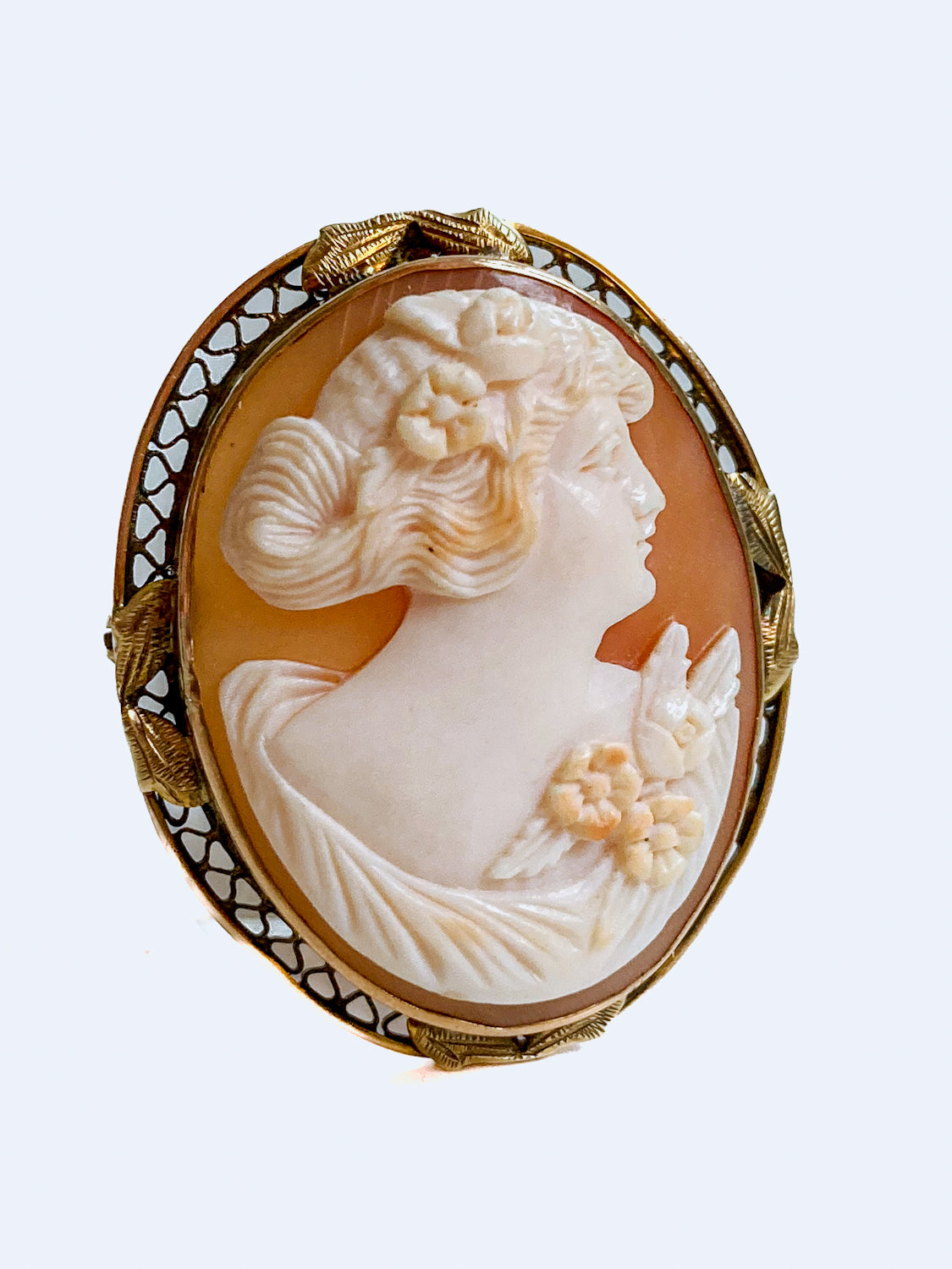 Antique 14K Gold Italian Oval Cameo Convertible Brooch Pin Pendant