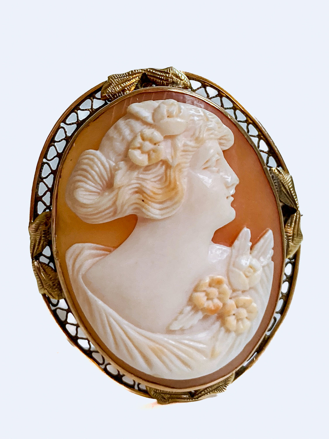 Antique 14K Gold Italian Oval Cameo Convertible Brooch Pin Pendant