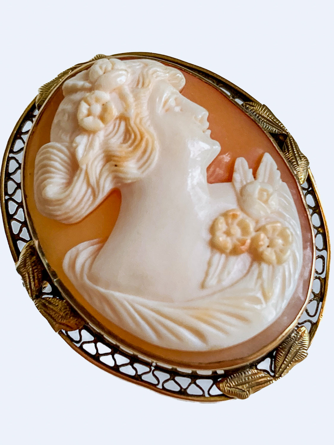 Antique 14K Gold Italian Oval Cameo Convertible Brooch Pin Pendant