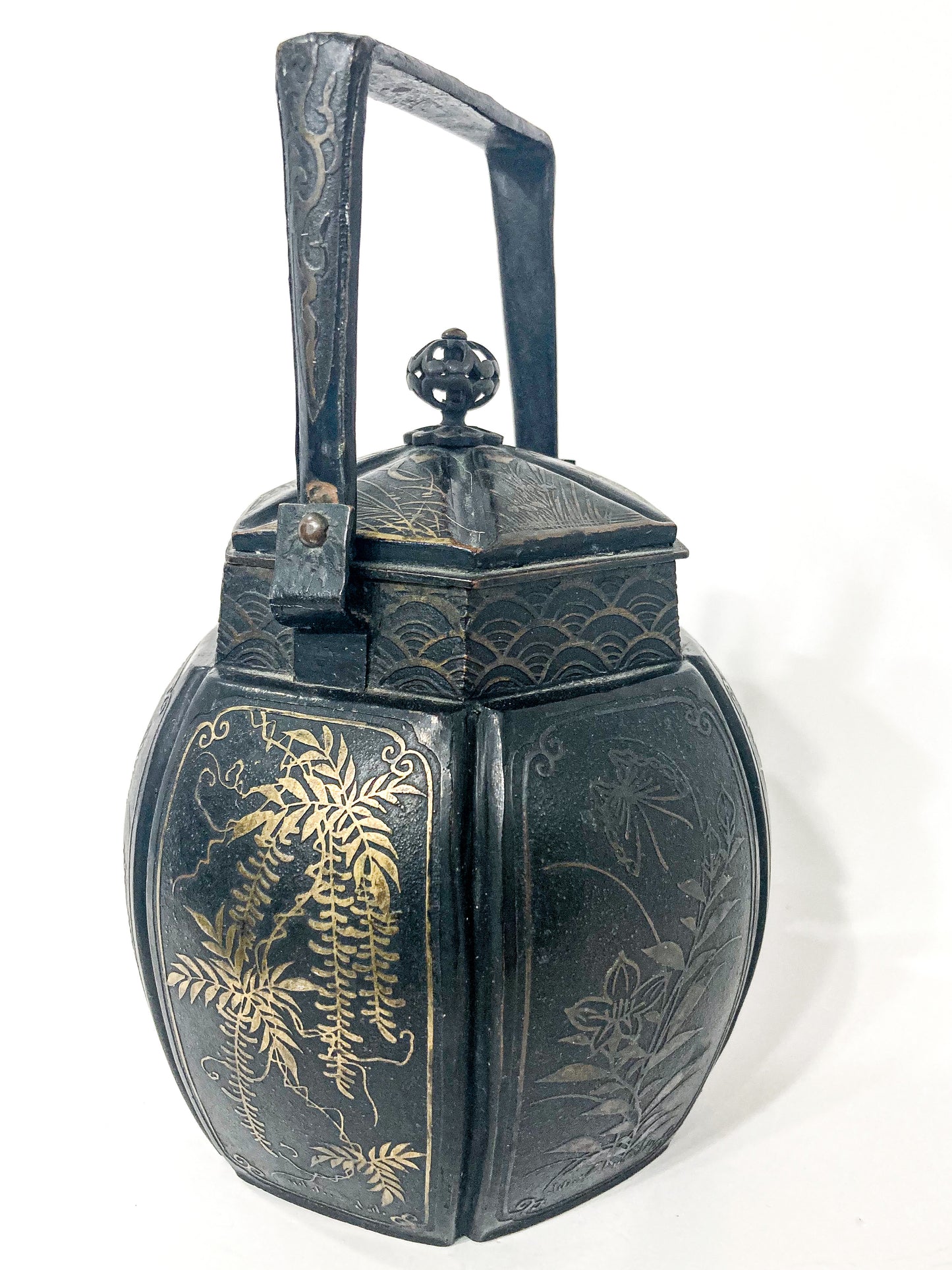 19th Century Japanese Meiji Period Mixed Metal Bronze Small Teapot Kettle