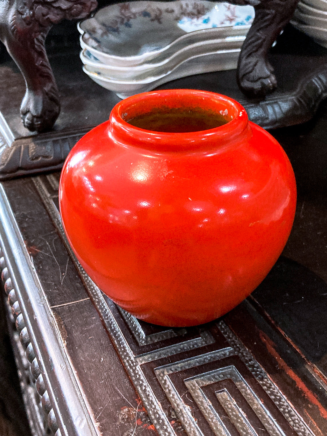 Antique 1920s Small Weller Chengtu Red Ceramic Pottery Vase