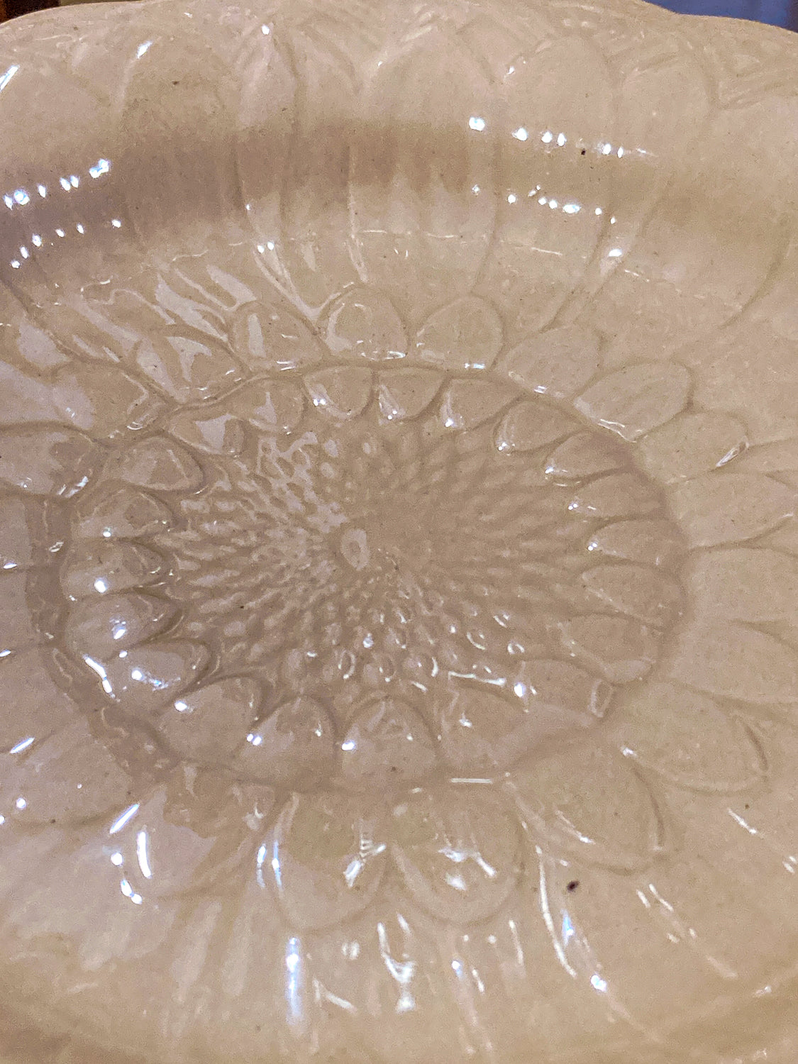 Antique 19th Century Wedgwood Caneware Beige Sunflower Plate