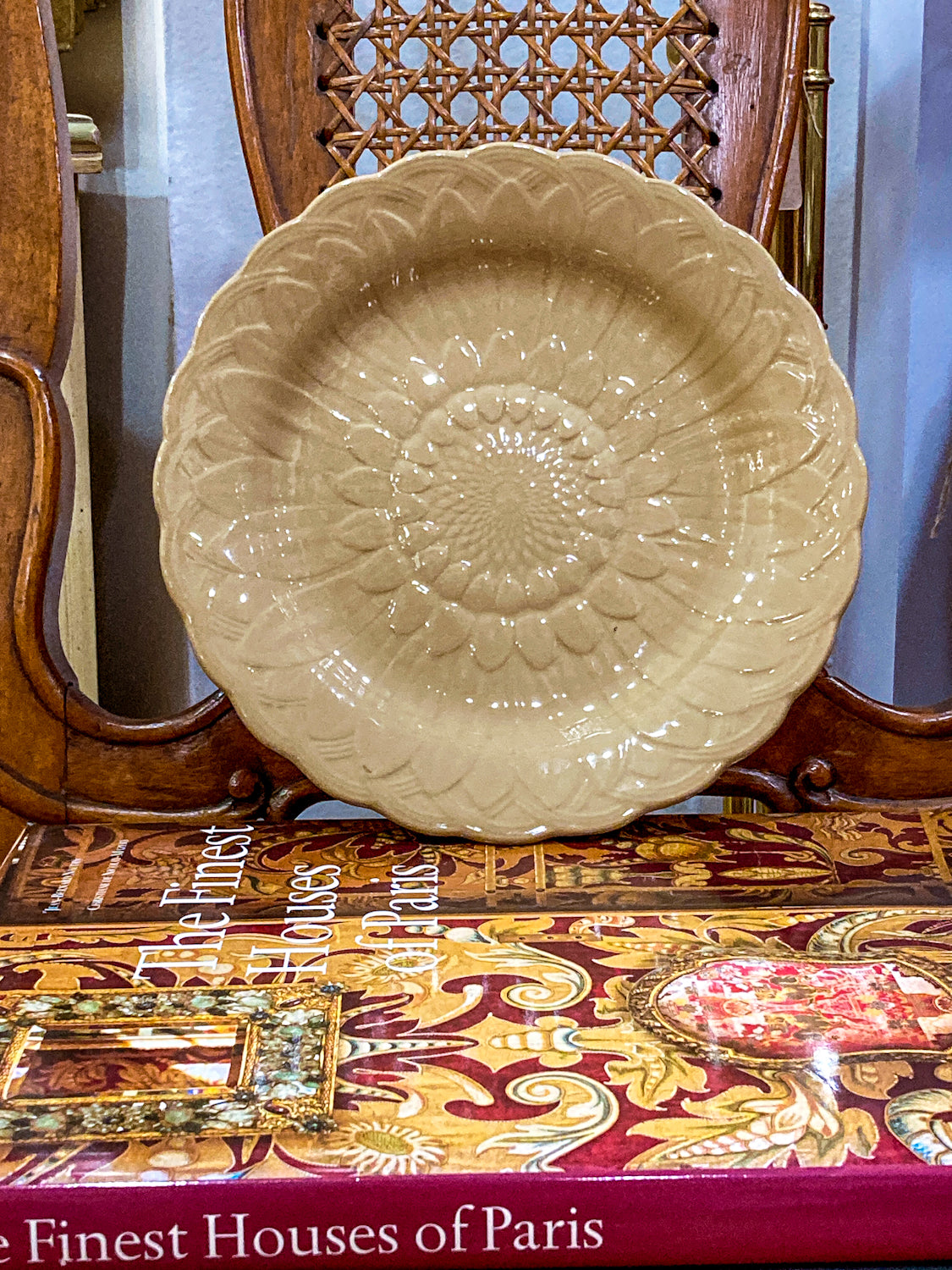 Antique 19th Century Wedgwood Caneware Beige Sunflower Plate