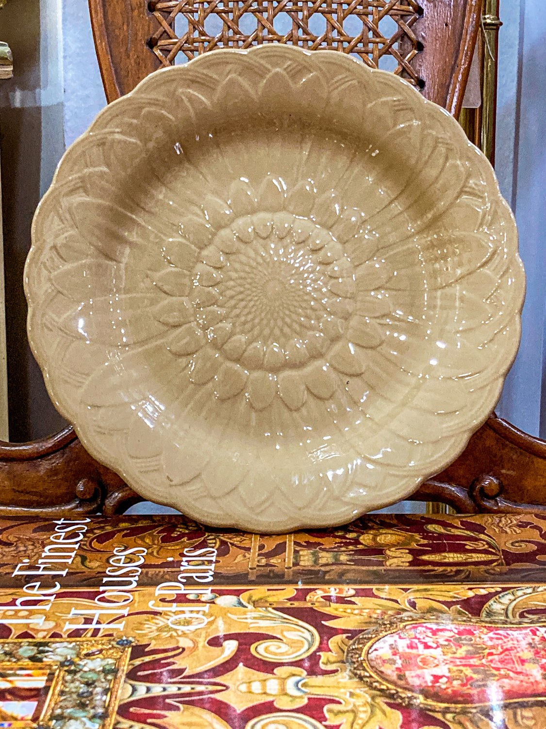 Antique 19th Century Wedgwood Caneware Beige Sunflower Plate