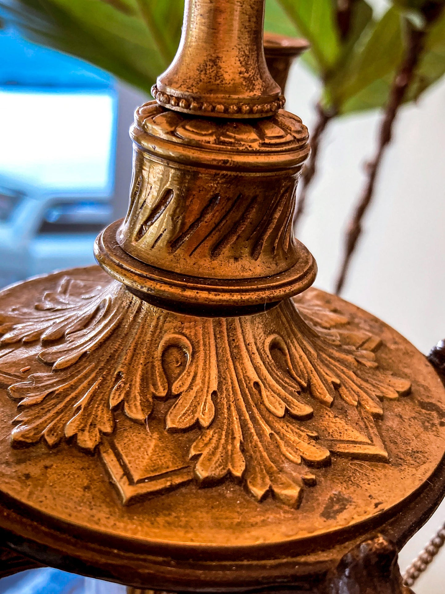 Antique 19th Century French Bronze Putti Figure Candelabra Tall Table Lamp