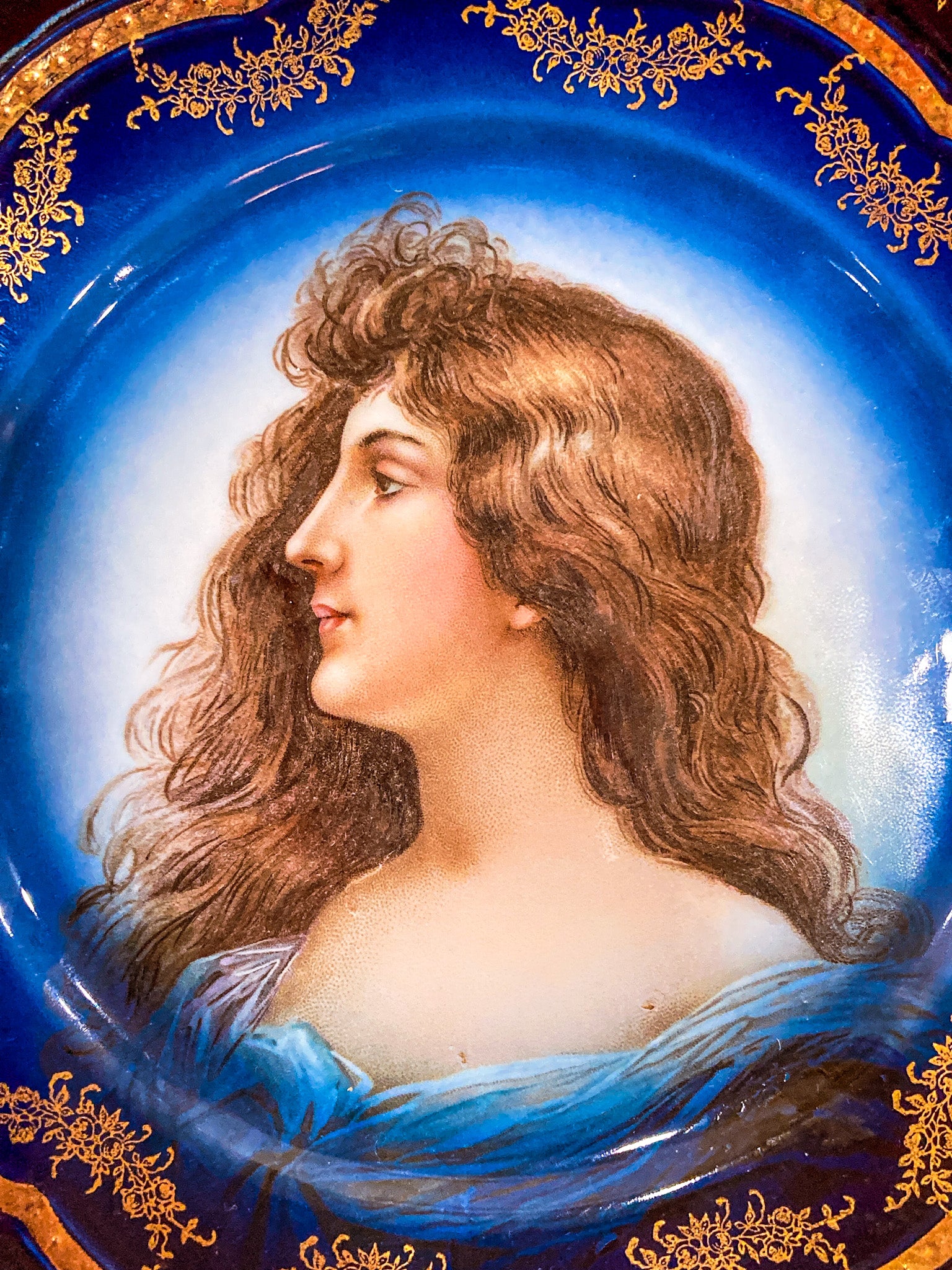 Vintage R.C. Rosenthal Portrait Cobalt Blue Porcelain Miramare Plate