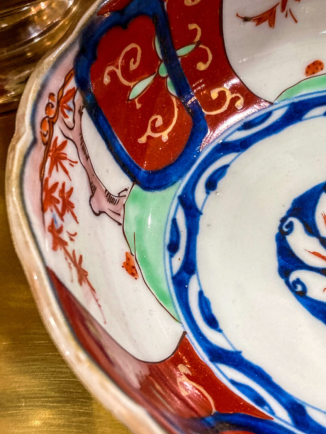 Pair Antique Japanese Meiji Period Fox Theme Red Blue Imari Porcelain Bowls