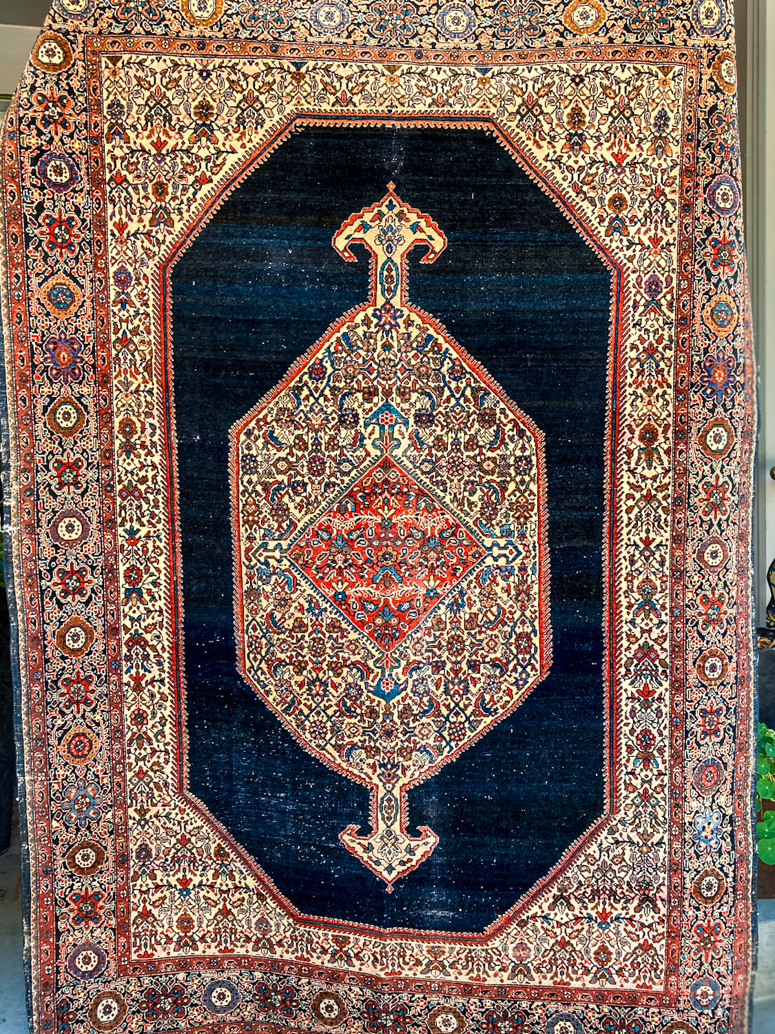 Antique 1920s Possibly Mohtasham Kashan Persian 6x4ft Woven Wool Rug