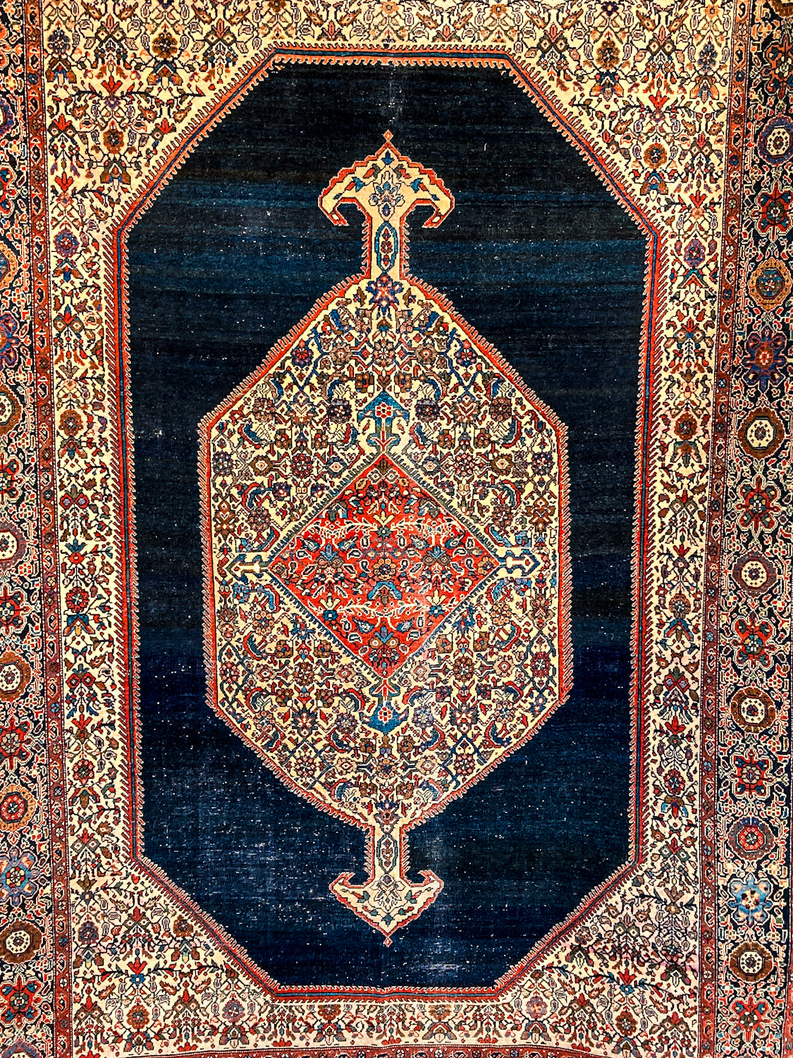 Antique 1920s Possibly Mohtasham Kashan Persian 6x4ft Woven Wool Rug