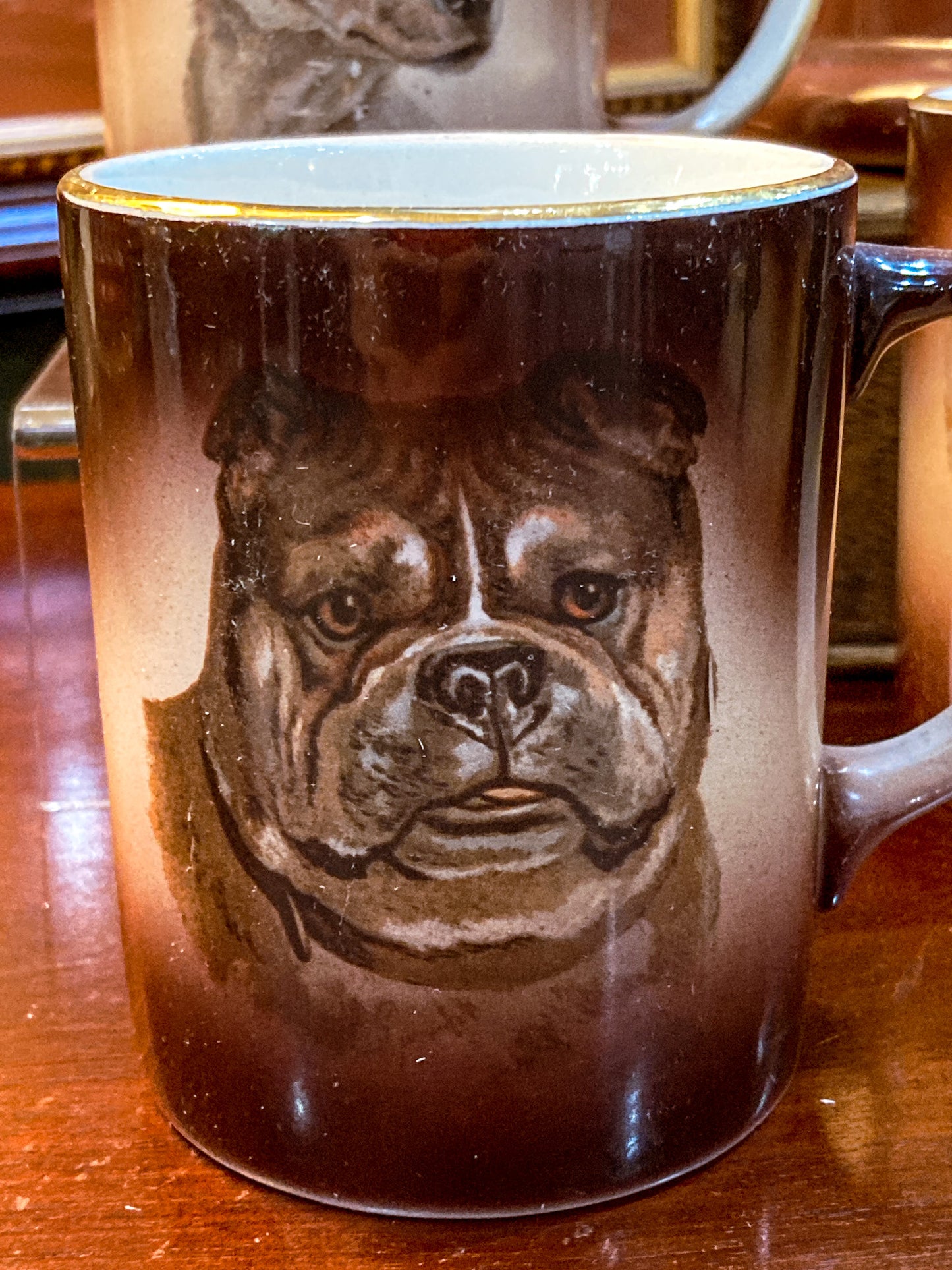 Antique Various Dog Portrait Dresden Transferware Six Mug Pitcher Cider Set