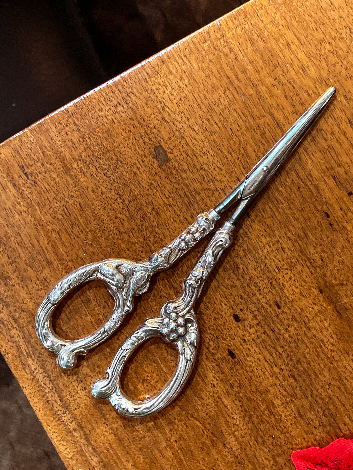 Antique Watson Sterling Silver Aesop's Fables Fox & Grapes Shears Scissors