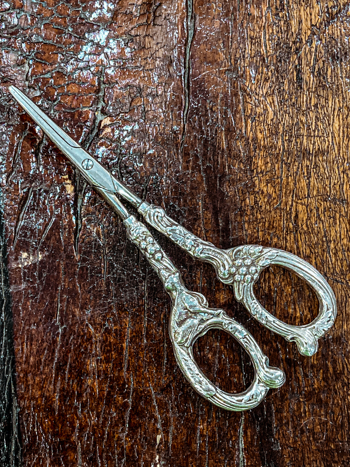 Antique Watson Sterling Silver Aesop's Fables Fox & Grapes Shears Scissors