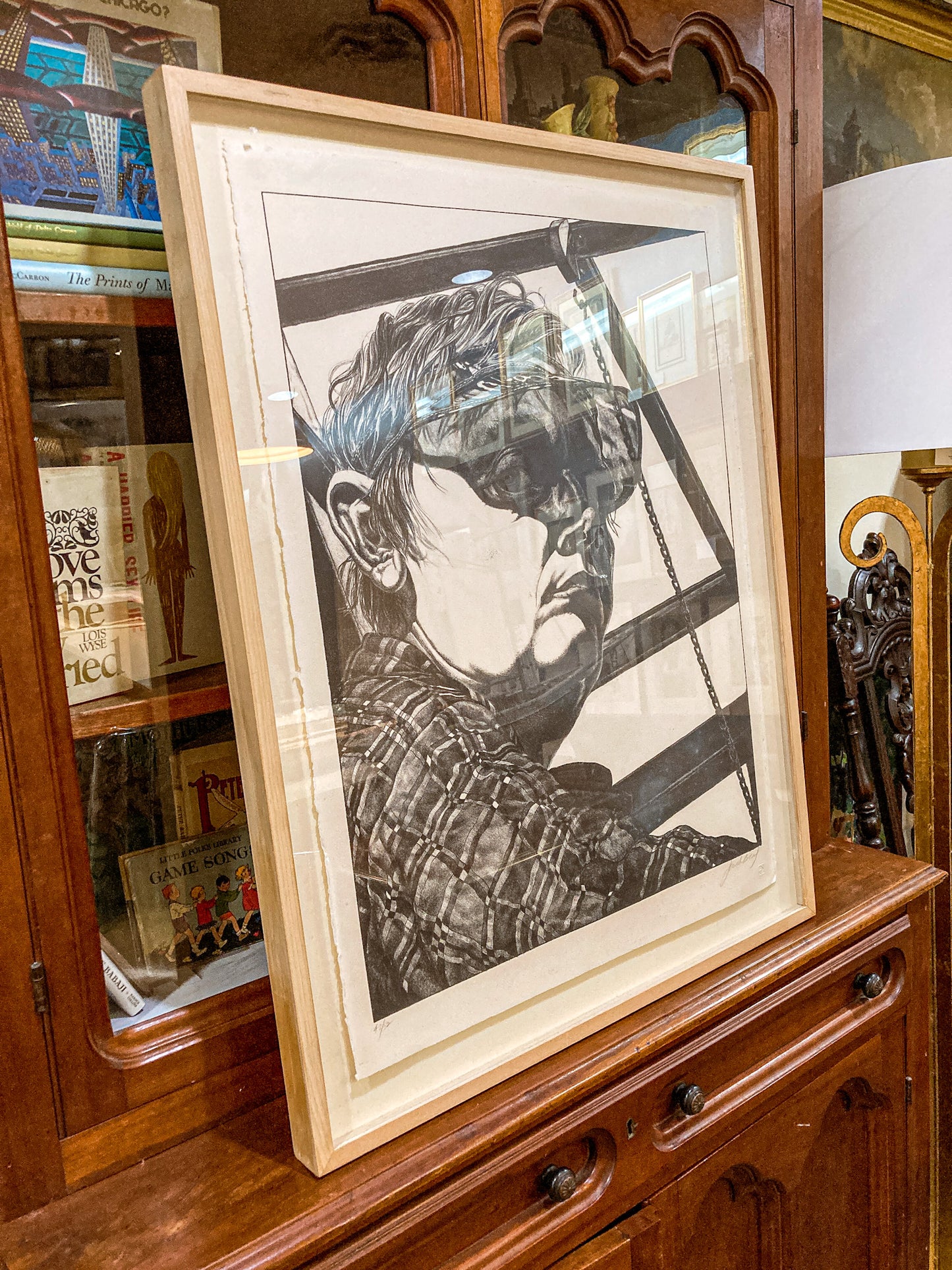 Framed Artist Jack Beal (1931-2013) Self Portrait Lithograph Print