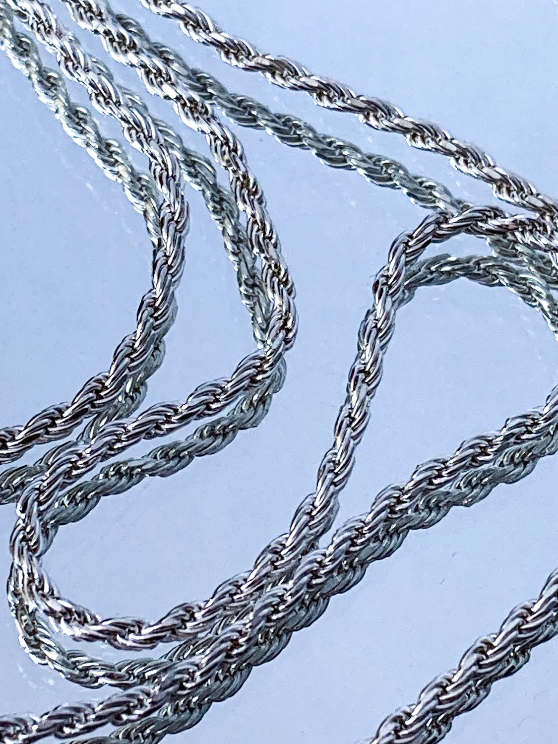 Italian 925 Sterling Silver Twisted Rope 30-Inch Chain Necklace