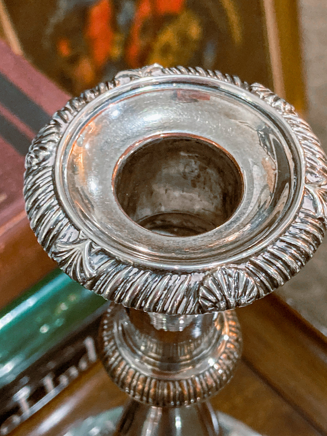 Pair 20th Century Georgian Style Silver-Plated Tall Weighted Candlesticks