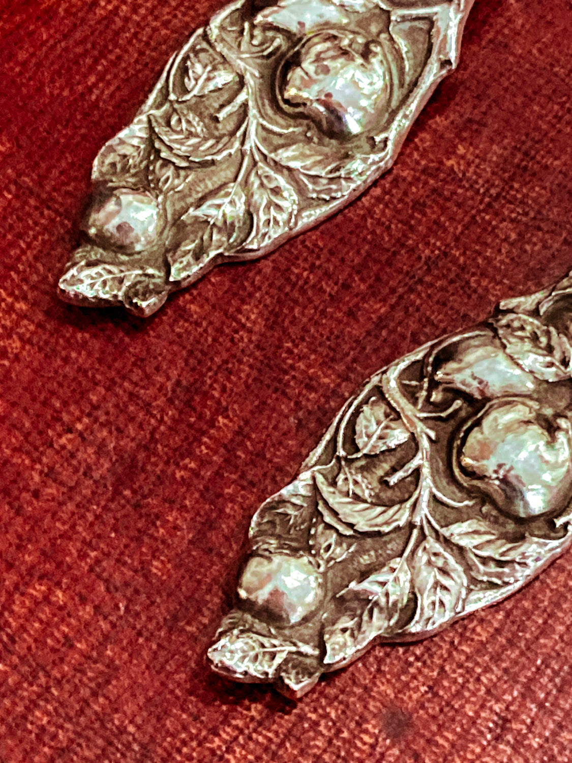 Pair Antique 1907 Watson Sterling Silver Orange Pattern Citrus Spoons