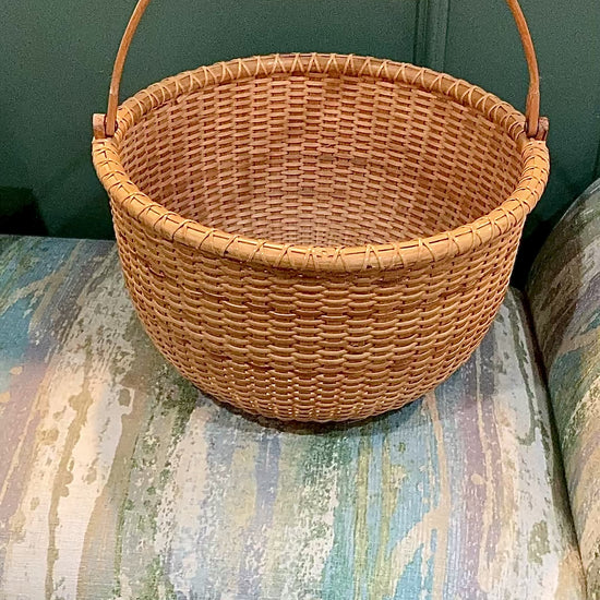 Vintage 1980s William Sevrens Lightship Penny Bottom Large Woven Basket Video