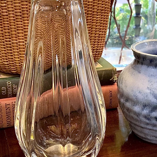 Radiant Vintage Daum Style Hand-Blown Thick Curvy Glass Vase