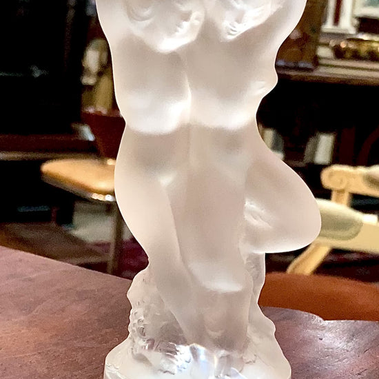 Vintage Lalique Le Faune Satyr Nymph Mythological Frosted Crystal Figurine