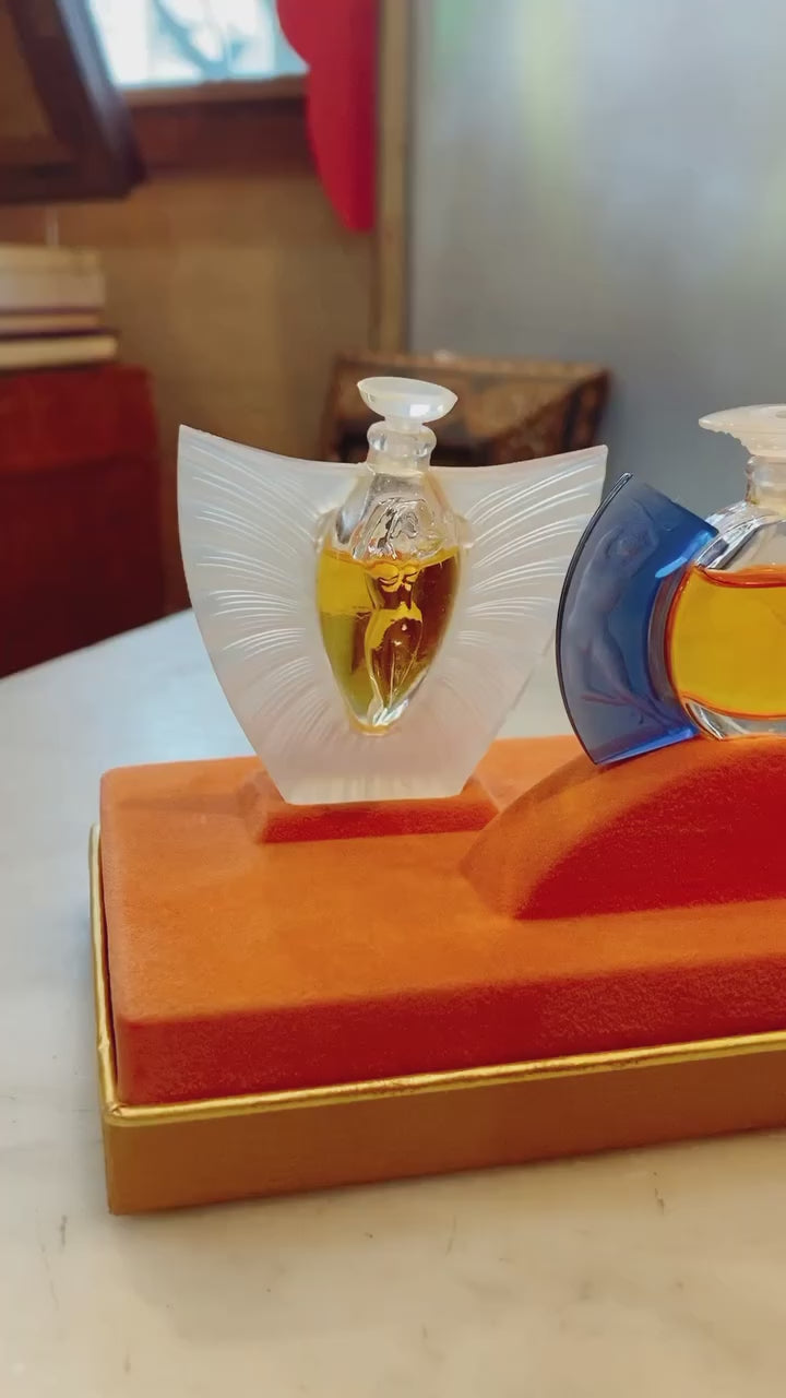 Lalique Les Falcons Collection Miniature Art Deco Perfume Bottles Display Video