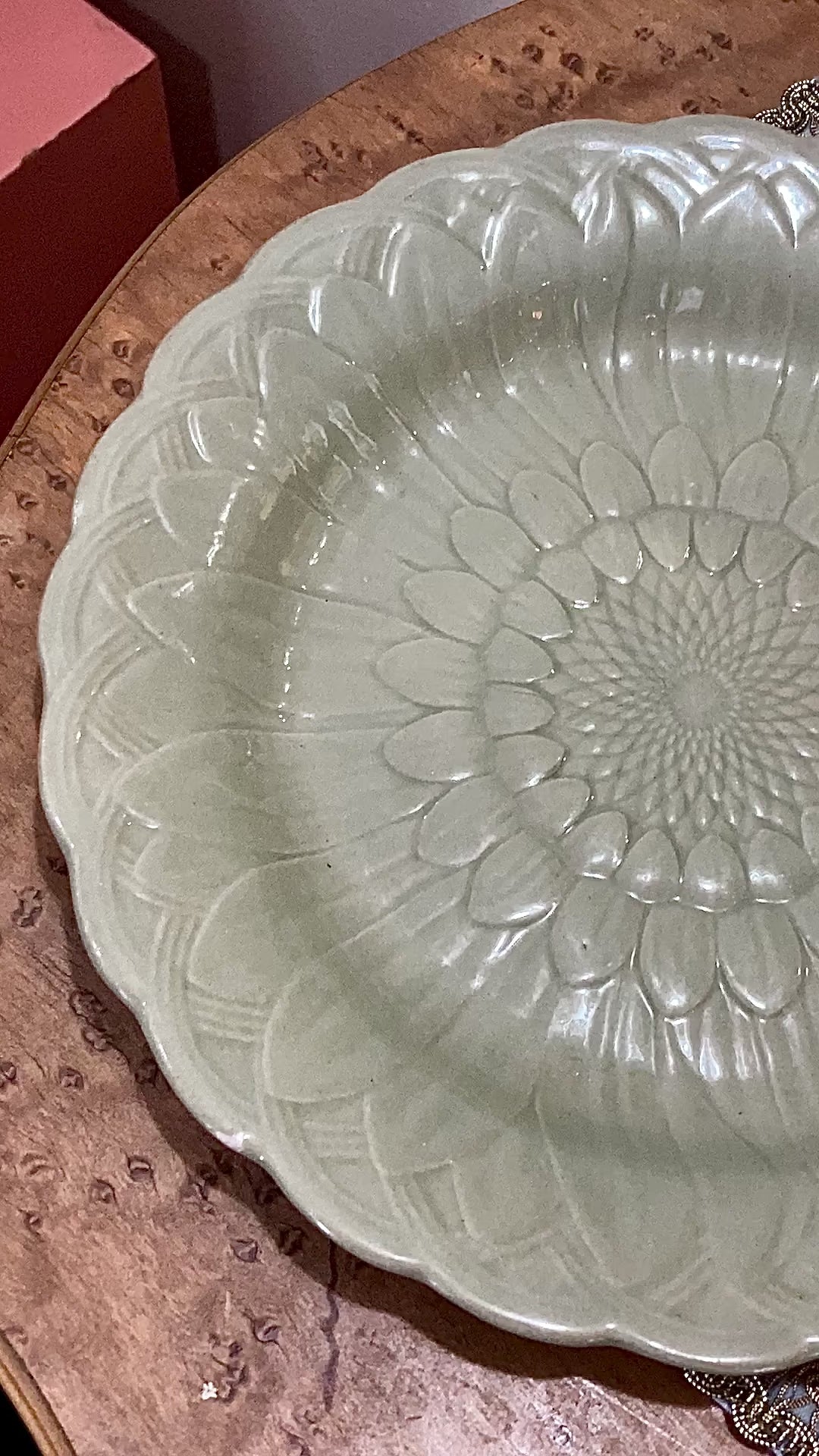 Antique 19th Century Wedgwood Caneware Earth Green Sunflower Plate Video