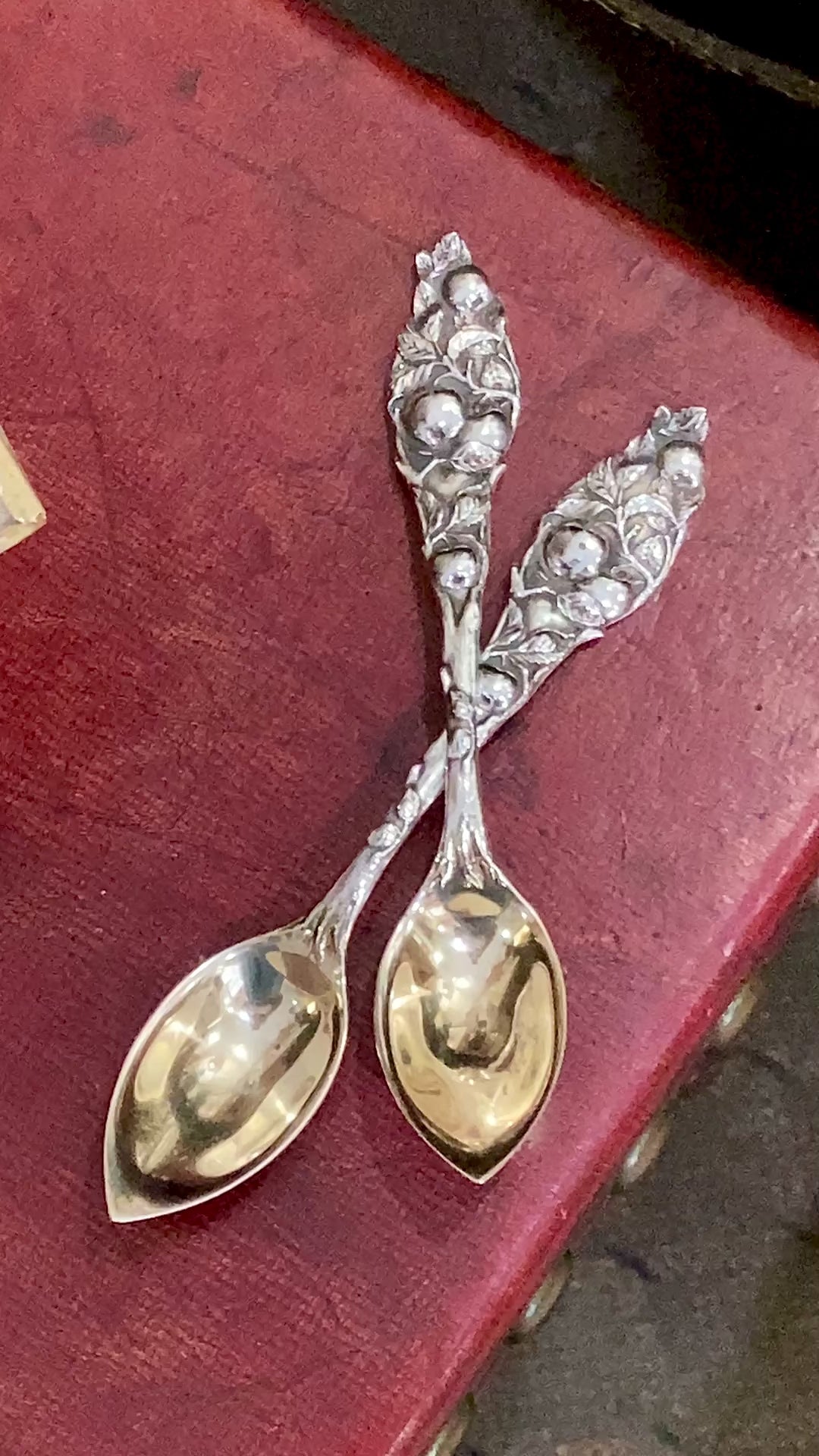 Pair Antique 1907 Watson Sterling Silver Orange Pattern Citrus Spoons Video