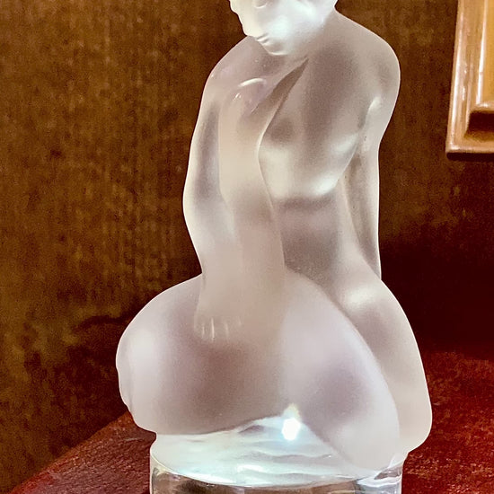 Vintage Art Nouveau Lalique Leda Swan Mythological Frosted Crystal Figurine Video