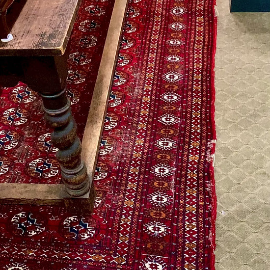 Vintage 1960s Red Orange Pakistan Hand Woven Wool 8x5 ft Area Rug Video