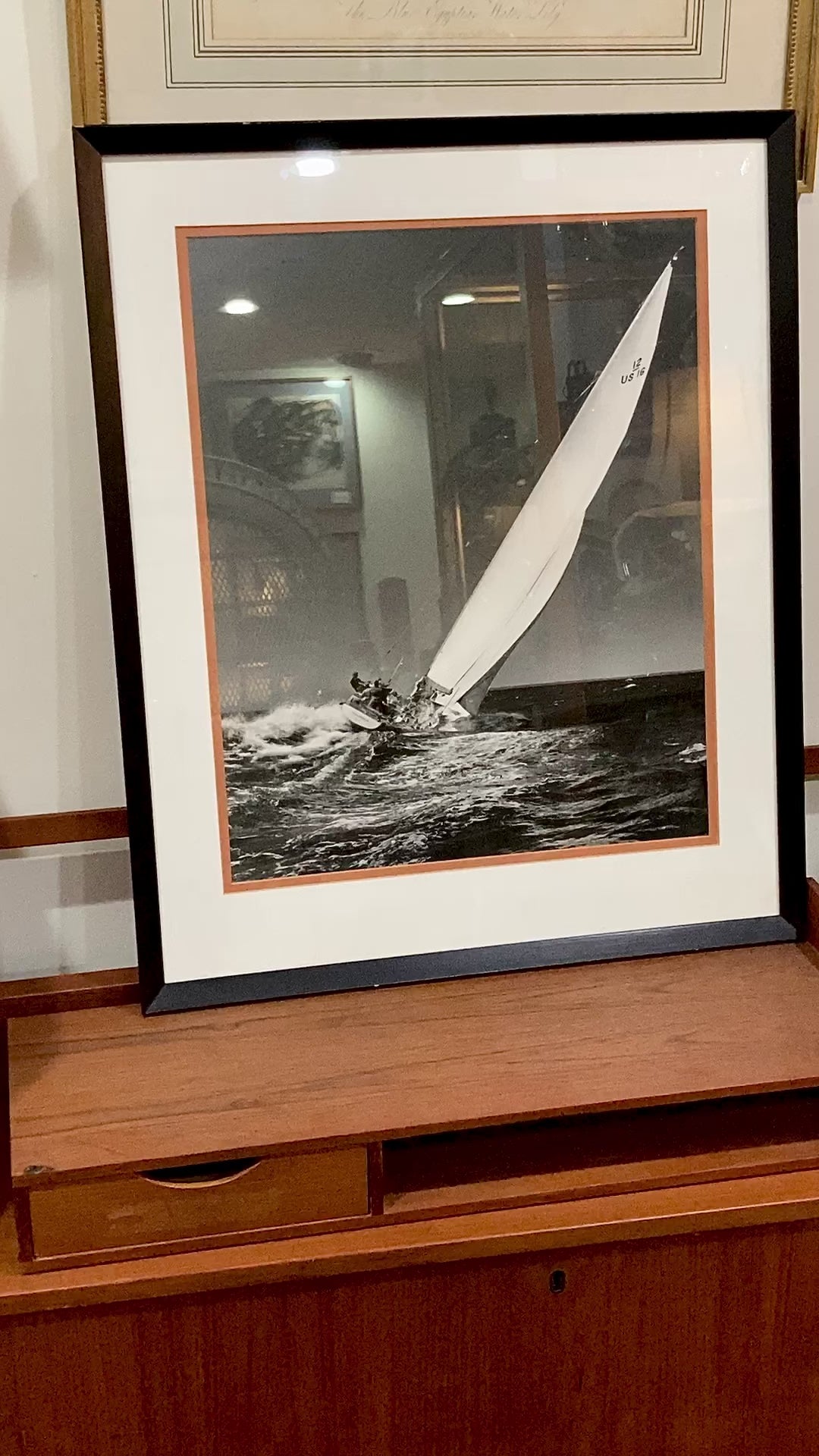 Vintage Stanley Rosenfeld Black & White Sailing Single Boat Framed Photograph Video