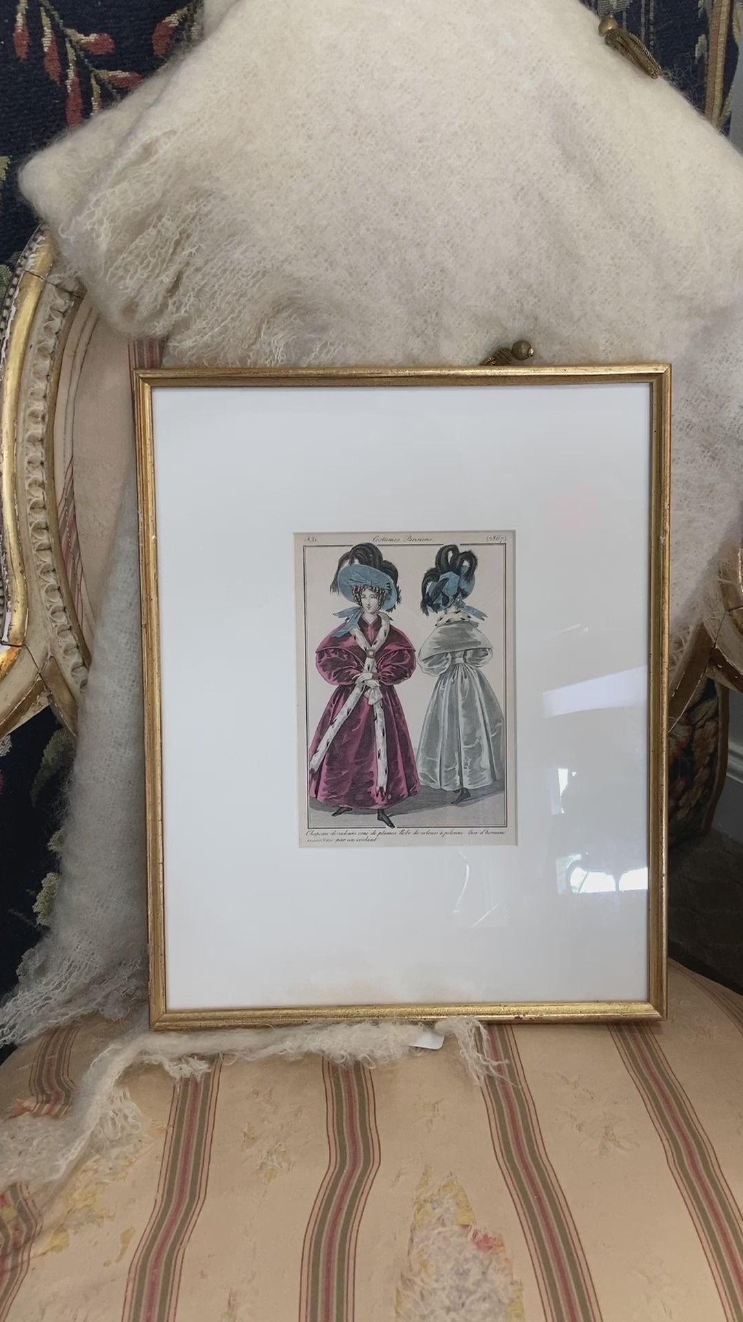 Framed Antique French 19th Century 1831 Parisian Fashion Plate Print