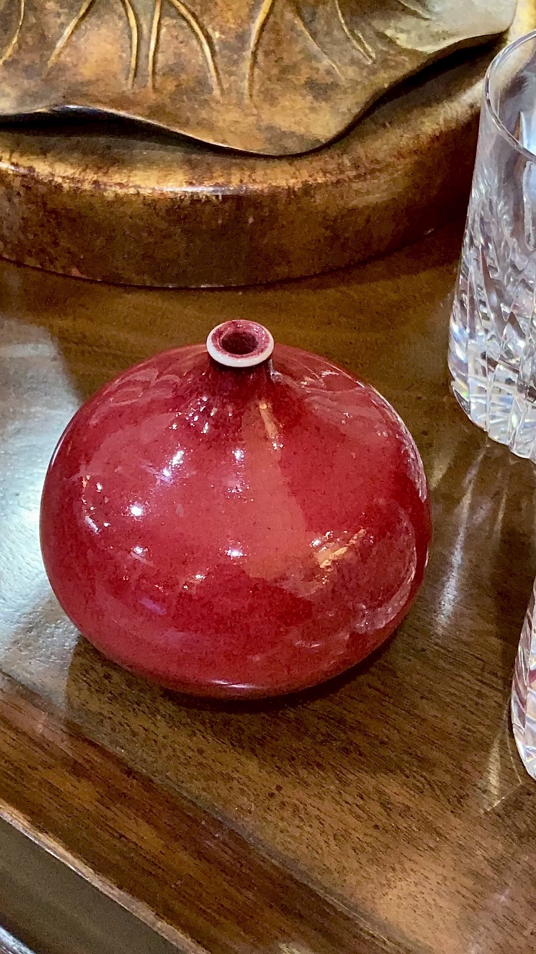 Diana Frank Hand Made Pomegranate Glazed Porcelain Bud Vase Art Decor