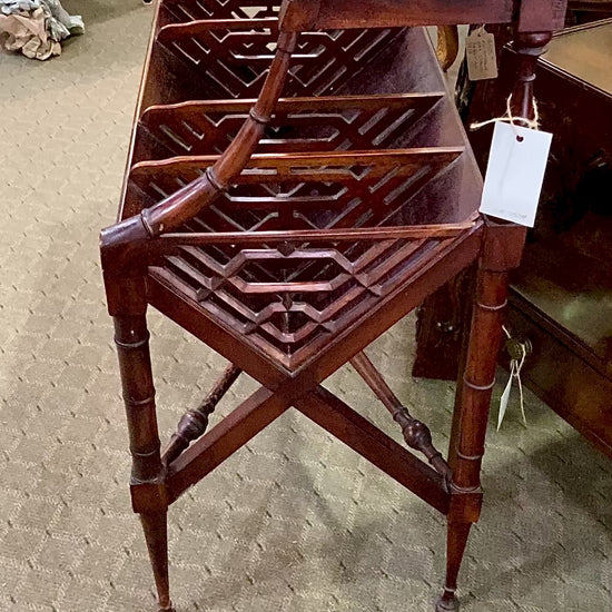 Georgian Style Mahogany Library Book Trough Display Rack Table Video