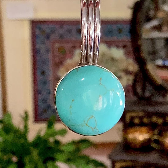 Vintage Mexico Sterling Silver Imitation Turquoise Cabochon Pendant