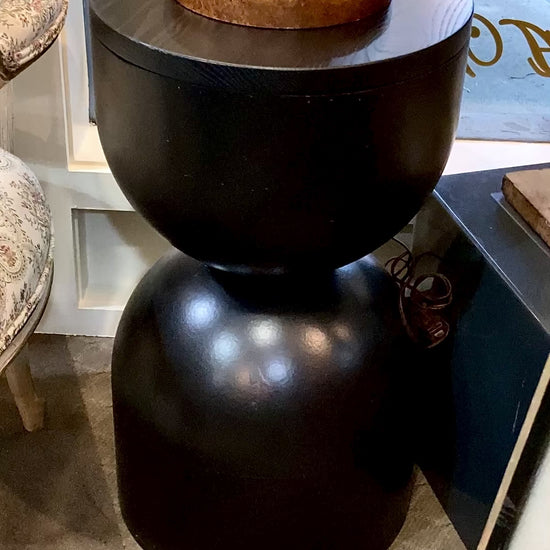 Repurposed Vintage Black Fiberglass Wood Top Hourglass Accent Side Table video