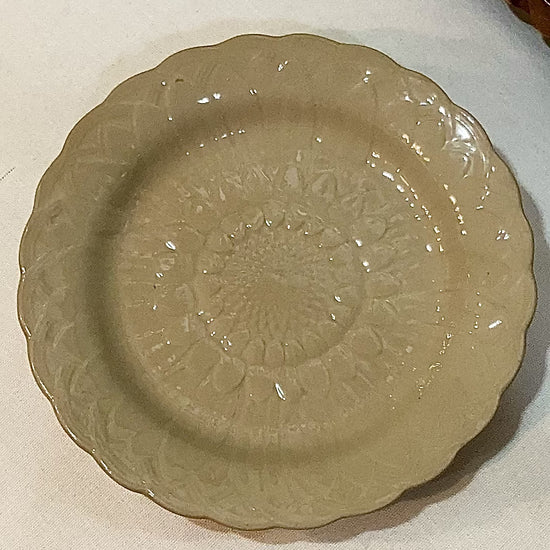 Antique 19th Century Wedgwood Caneware Beige Sunflower Plate