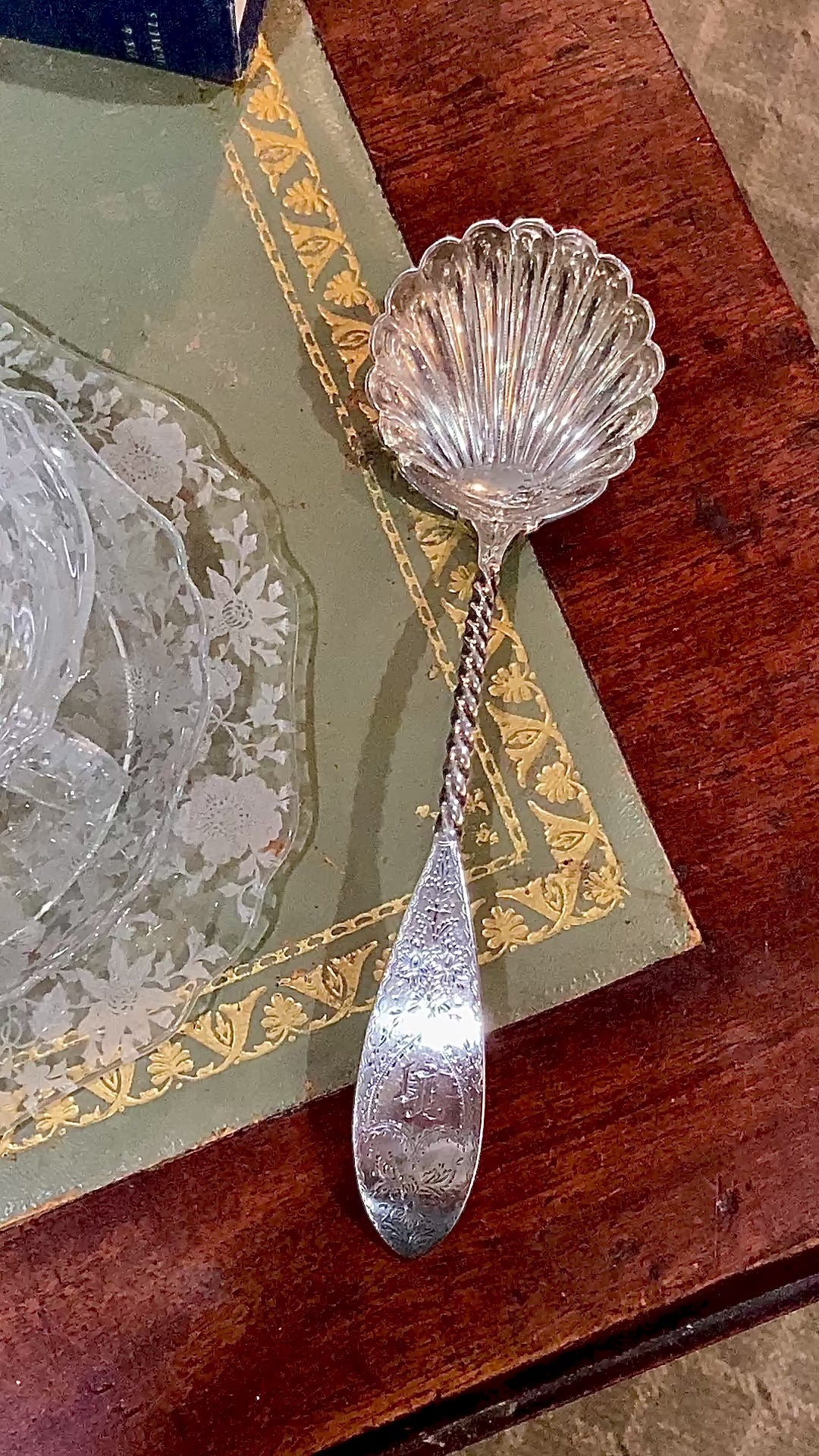 Antique Mid-19th Century Bailey & Co. Coin Silver Engraved Shell Ladle Spoon Video