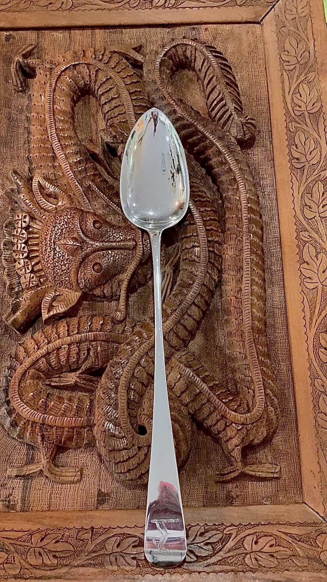 Antique 1809 Scottish Sterling Silver William Robertson Style Stuffing Spoon Video