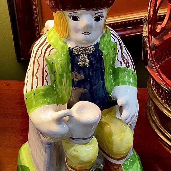 Repro 17th Century Antique Portuguese Sailor Figural Toby Ceramic Folk Pitcher Video