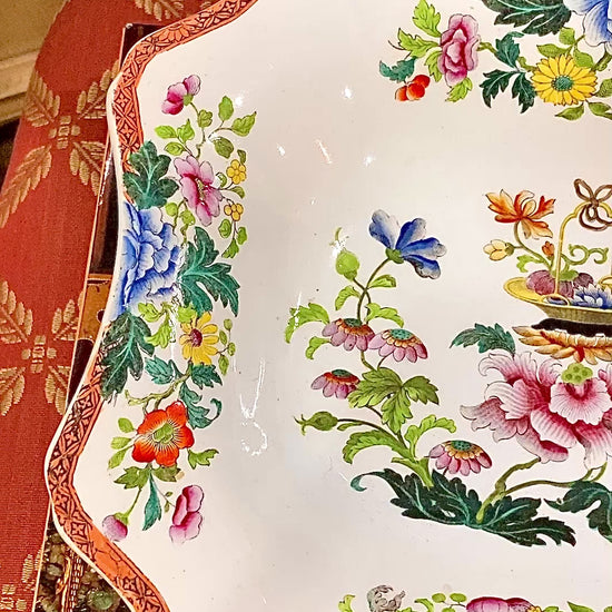 Antique 1850s Wedgwood Enameled Multicolor Floral Footed Compote Dish Video